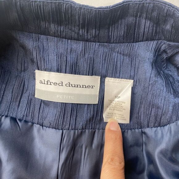ALFRED DUNNER SZ 10P Embroidered Textured Navy Blue Open Front‎ Jacket 2 Pockets - Picture 9 of 15